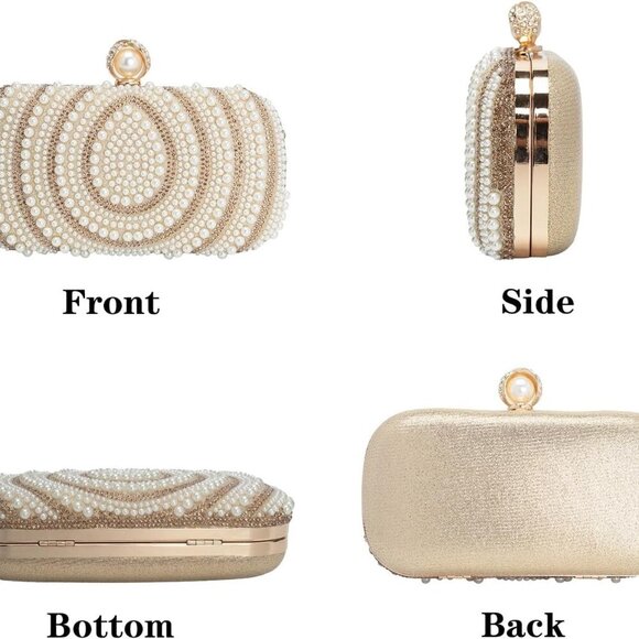 Teardrop Pearl Rhinestone Handbag - Luxurious Evening Bridal Purse 7.48 x 3.94 - Picture 3 of 8